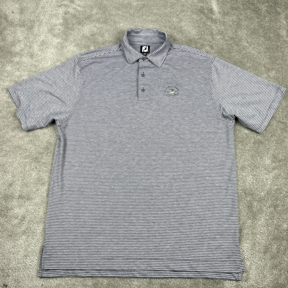 FootJoy Polo Shirt Mens Large Gray Striped Jupiter Hills US Amateur Hour Ball‎ - Picture 2 of 10